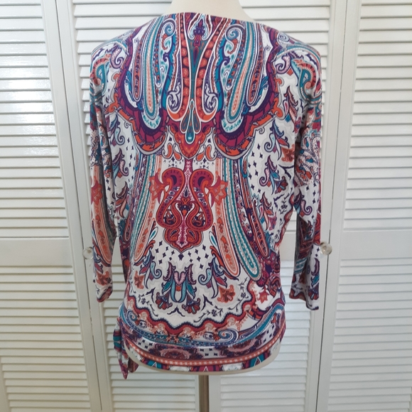 Chico's tie side blouse top sz 0 XS 4/6 *E - Picture 7 of 7